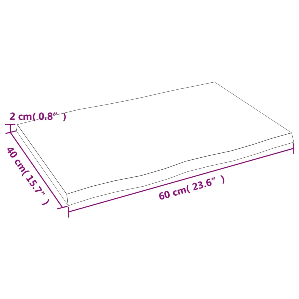 Dessus de table bois chêne massif non traité bordure assortie