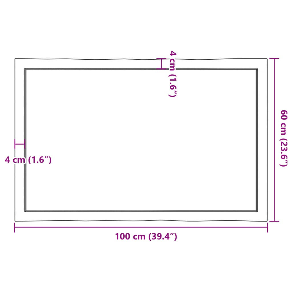 Dessus de table bois massif non traité bordure assortie - XIOS