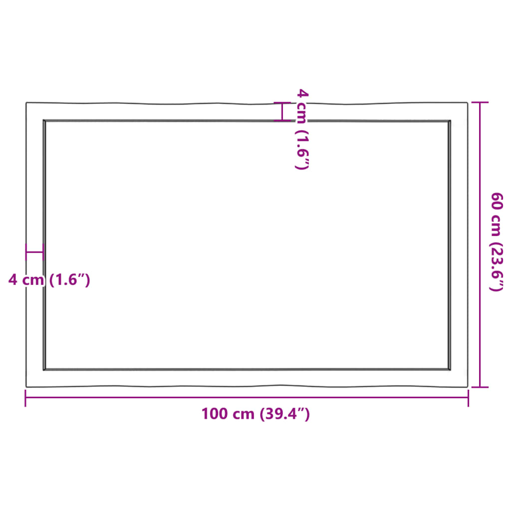 Dessus de table bois massif non traité bordure assortie - XIOS