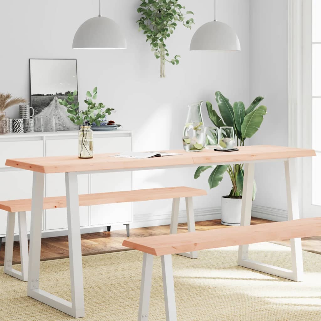 Dessus de table bois massif non traité bordure assortie Plateaux de table vidaXL