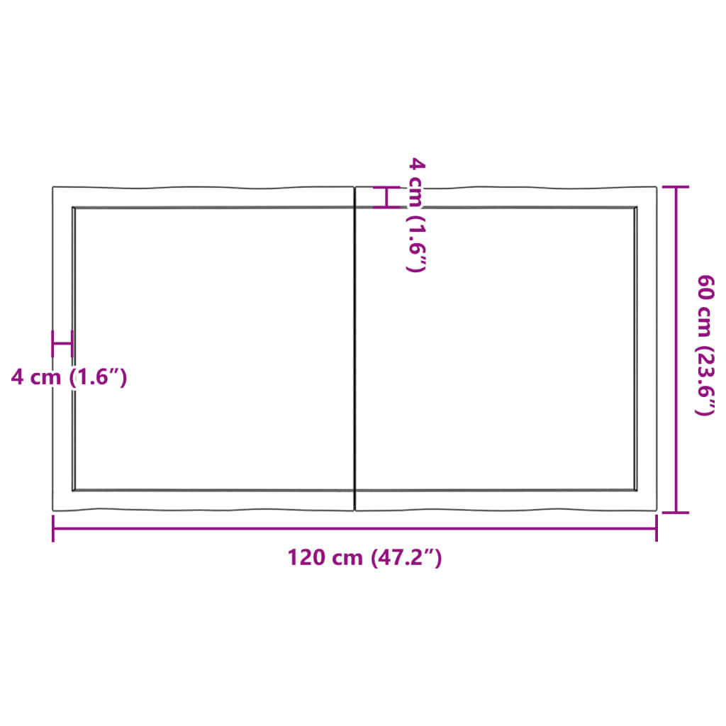 Dessus de table bois massif traité bordure assortie Plateaux de table vidaXL