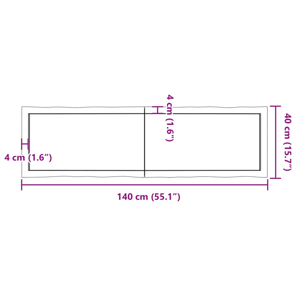 Dessus de table bois massif traité bordure assortie Plateaux de table vidaXL