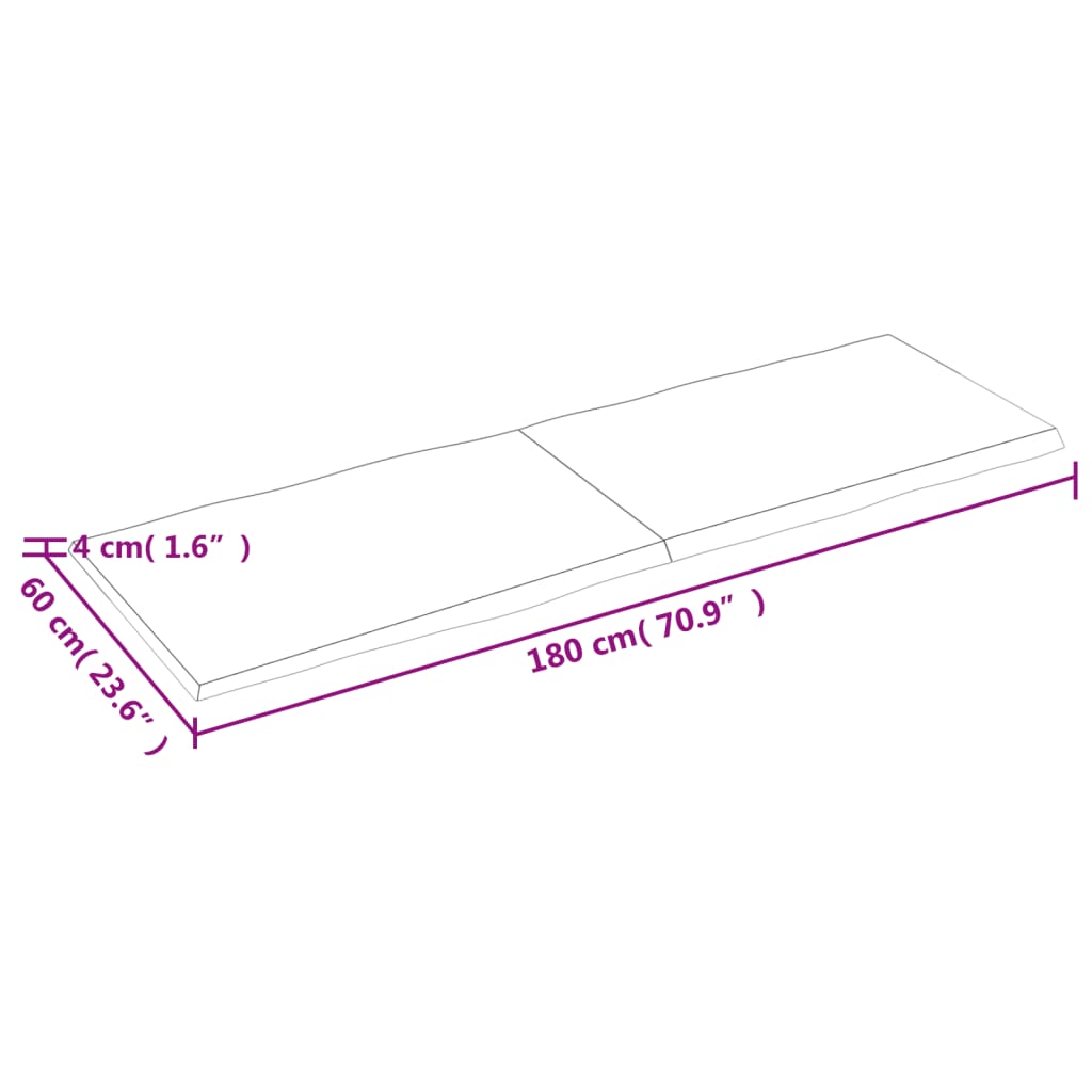 Dessus de table bois massif traité bordure assortie Plateaux de table vidaXL