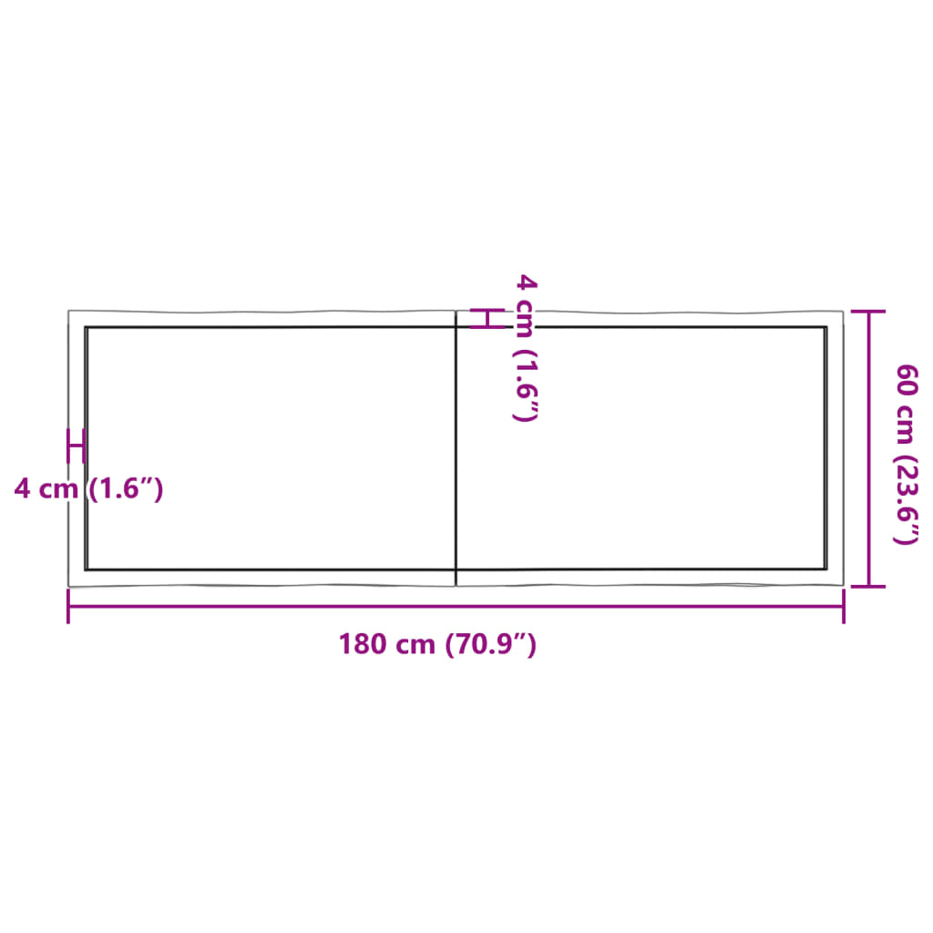 Dessus de table bois massif traité bordure assortie Plateaux de table vidaXL
