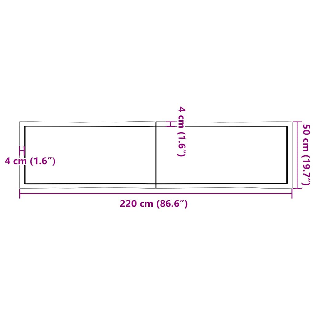 Dessus de table bois massif traité bordure assortie