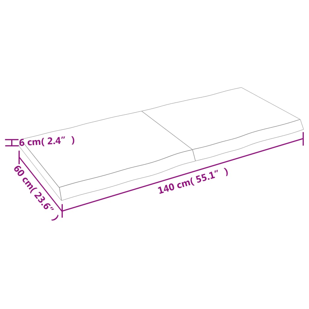Dessus de table bois massif traité bordure assortie Plateaux de table vidaXL