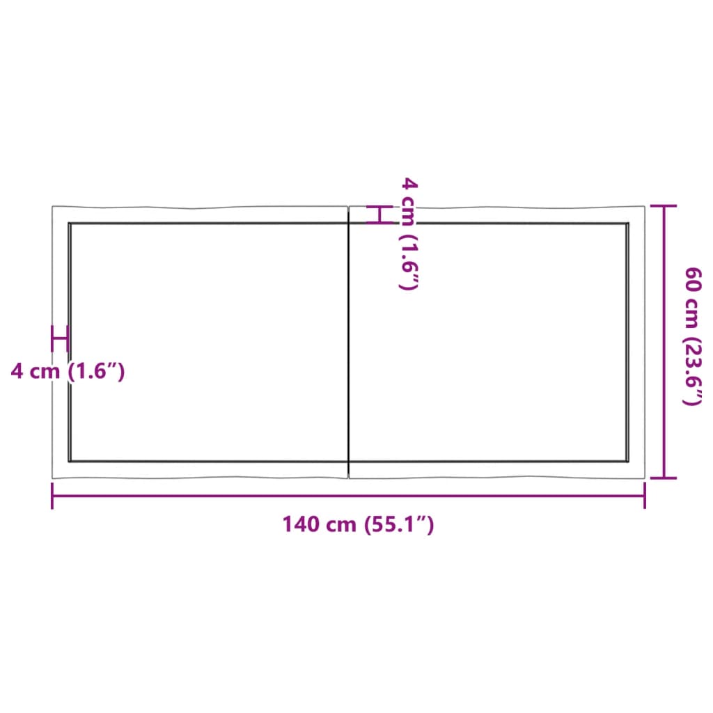 Dessus de table bois massif traité bordure assortie Plateaux de table vidaXL