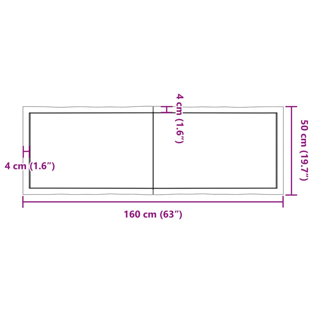 Dessus de table bois massif traité bordure assortie Plateaux de table vidaXL