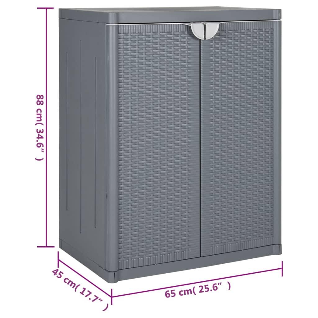 Armoire de rangement de jardin gris 65x45x88 cm PP rotin
