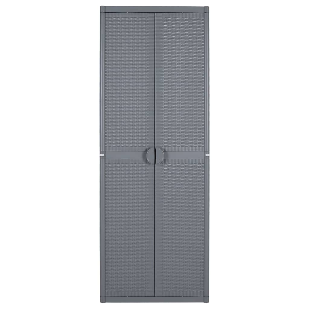 Armoire de rangement de jardin gris 65x45x172 cm PP rotin