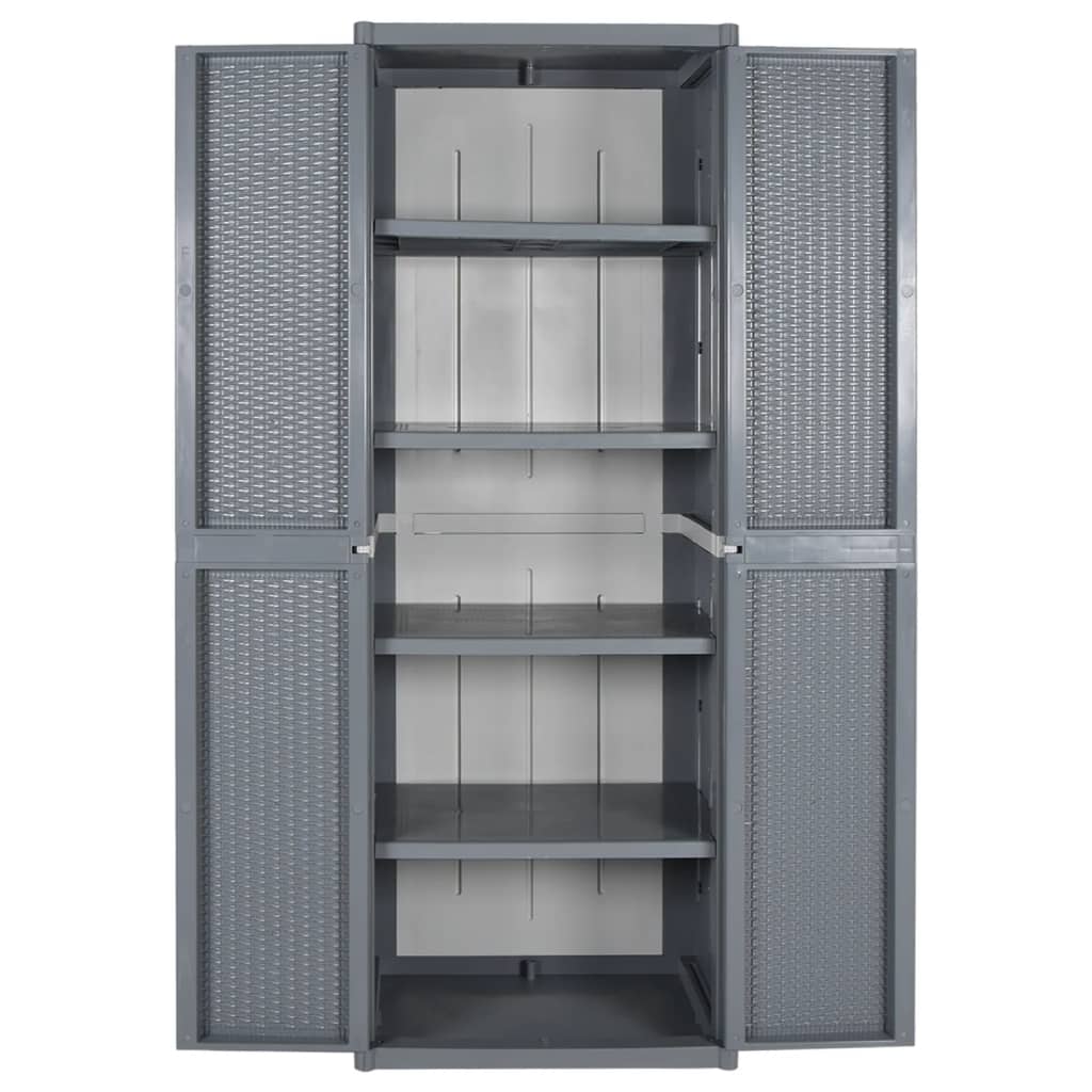 Armoire de rangement de jardin gris 65x45x172 cm PP rotin