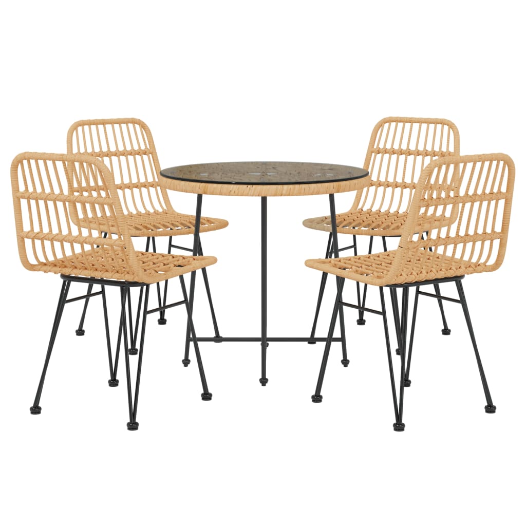 Ensemble à manger de jardin 5pcs Résine tressée