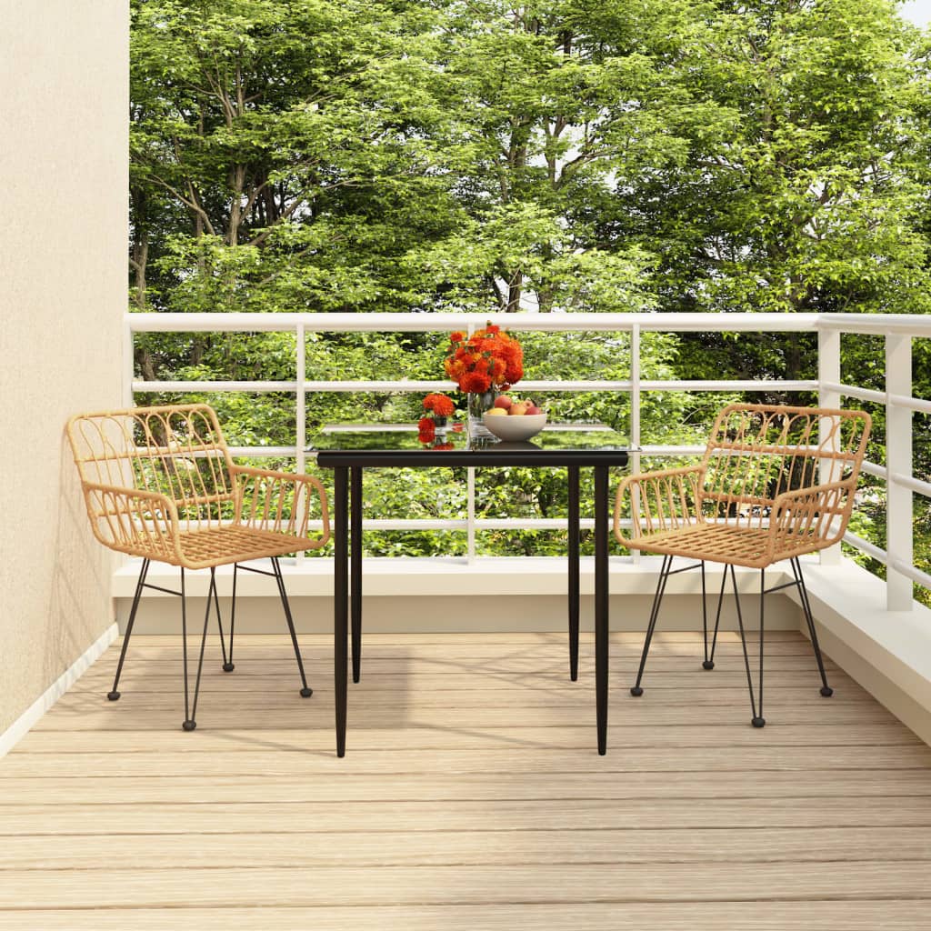 Ensemble à manger de jardin 3 pcs Résine tressée