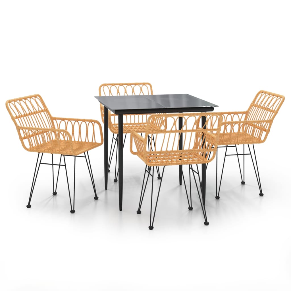 Ensemble à manger de jardin 5pcs Résine tressée