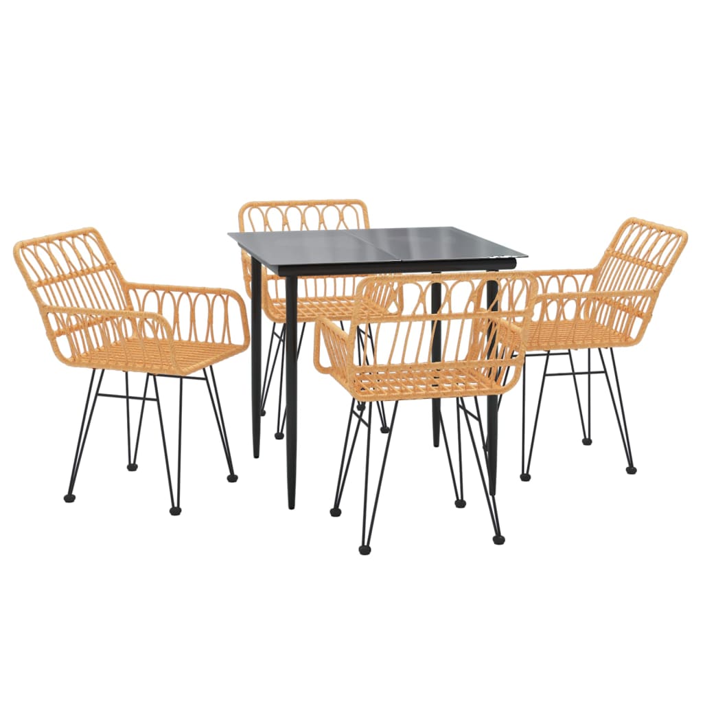 Ensemble à manger de jardin 5pcs Résine tressée