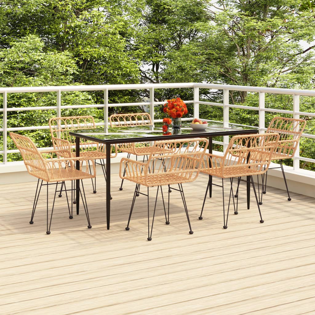 Ensemble à manger de jardin 7 pcs Résine tressée