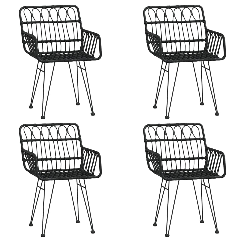 Ensemble à manger de jardin 5 pcs Noir Résine tressée
