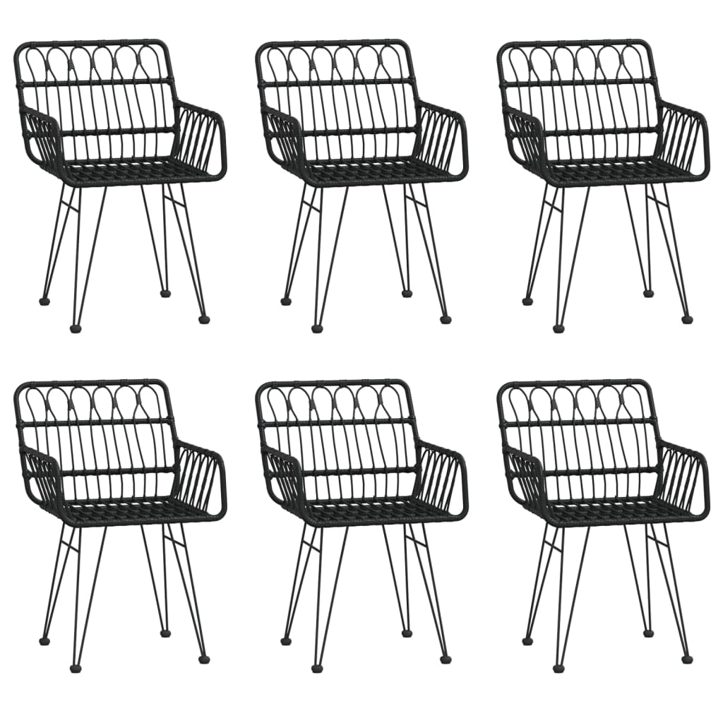 Ensemble à manger de jardin 7 pcs Noir Résine tressée