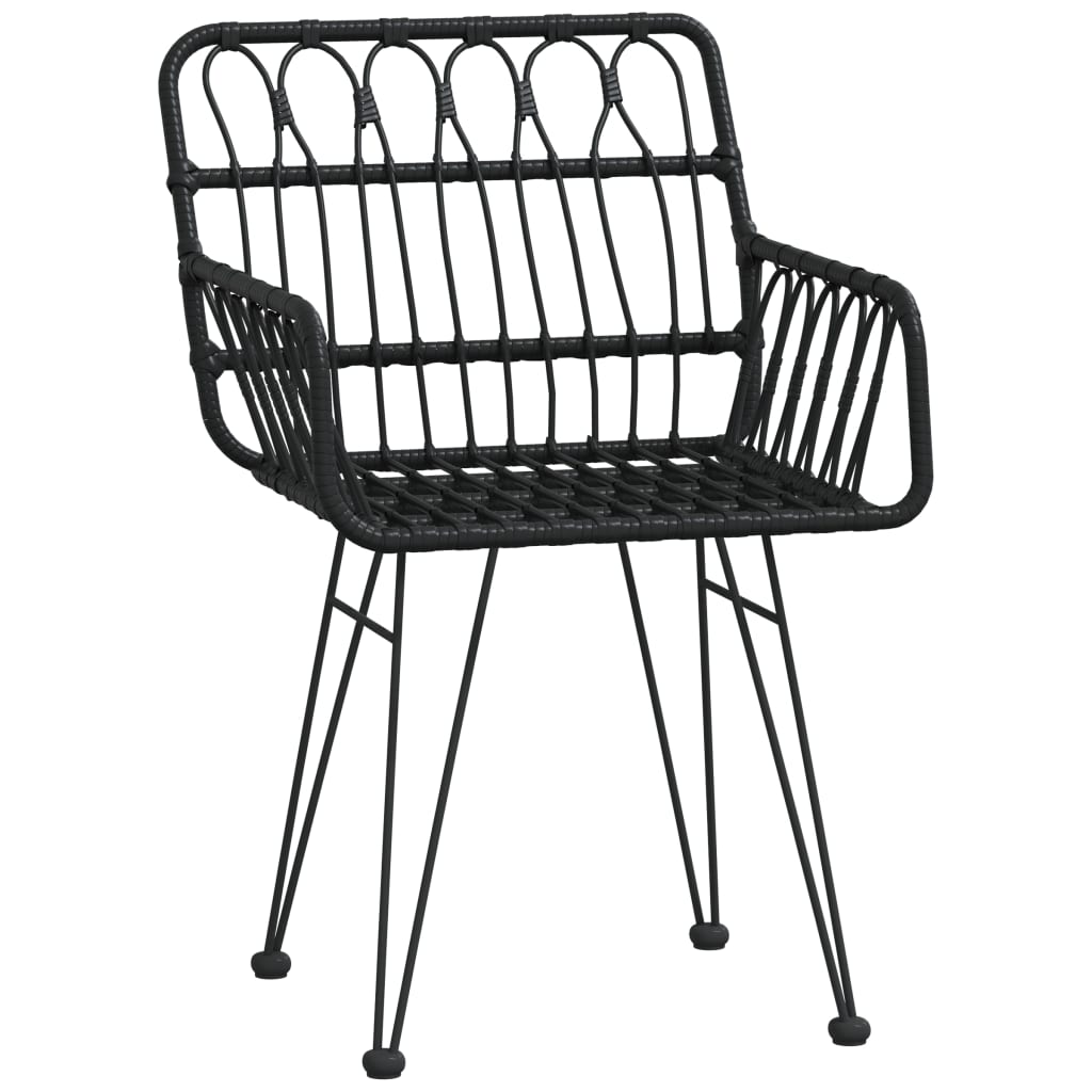 Ensemble à manger de jardin 7 pcs Noir Résine tressée