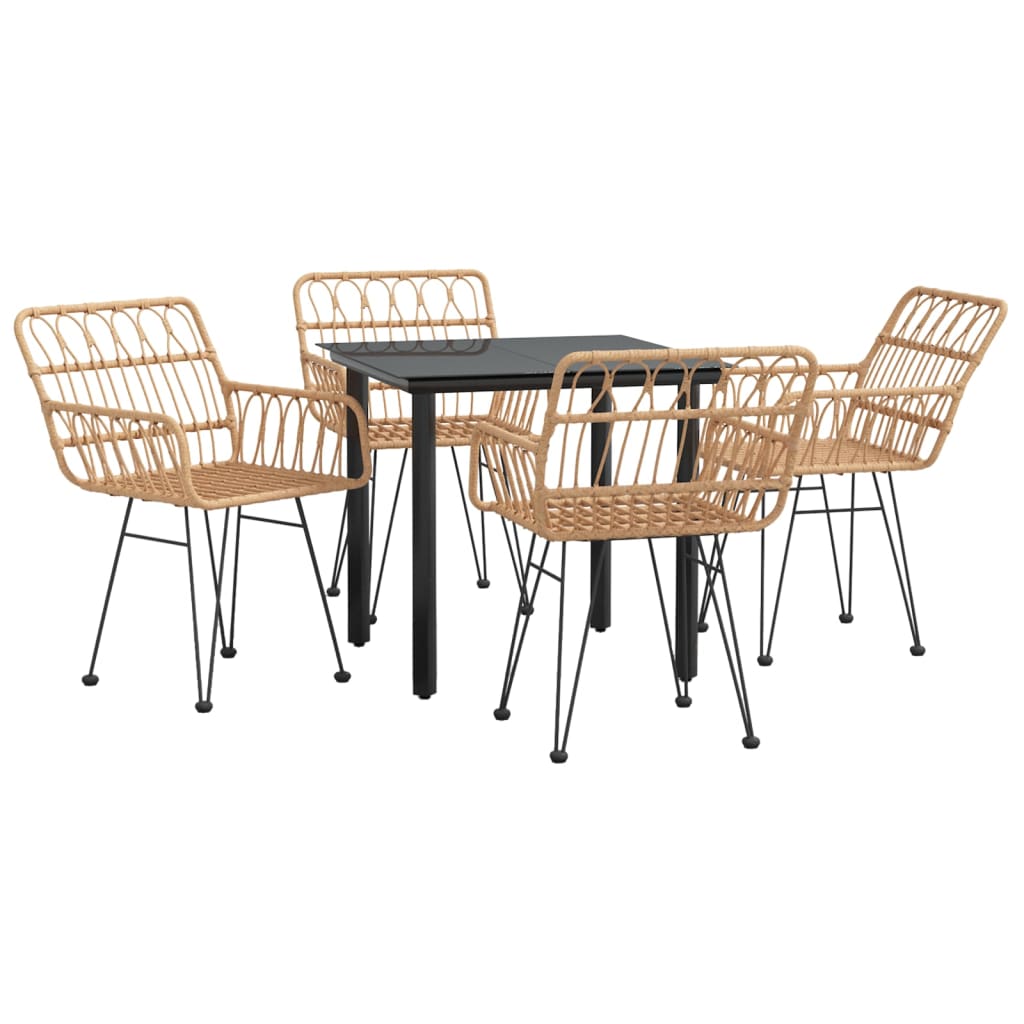 Ensemble à manger de jardin 5pcs Résine tressée