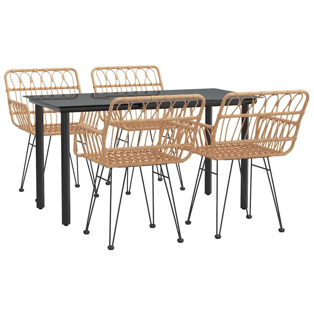 Ensemble à manger de jardin 5pcs Résine tressée