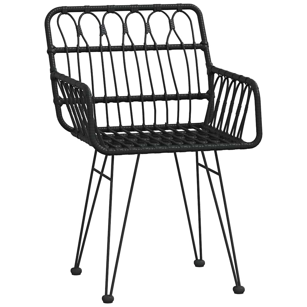 Ensemble à manger de jardin 7 pcs Noir Résine tressée