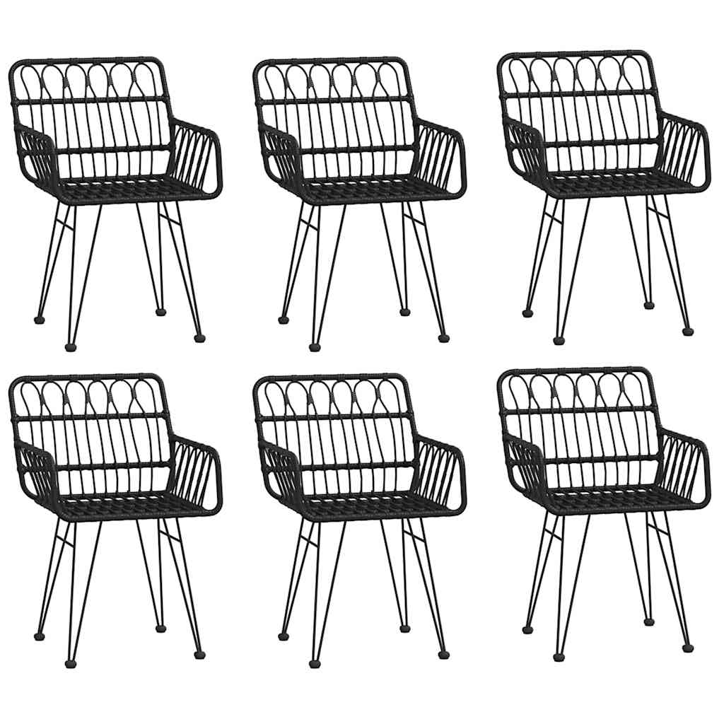 Ensemble à manger de jardin 7 pcs Noir Résine tressée
