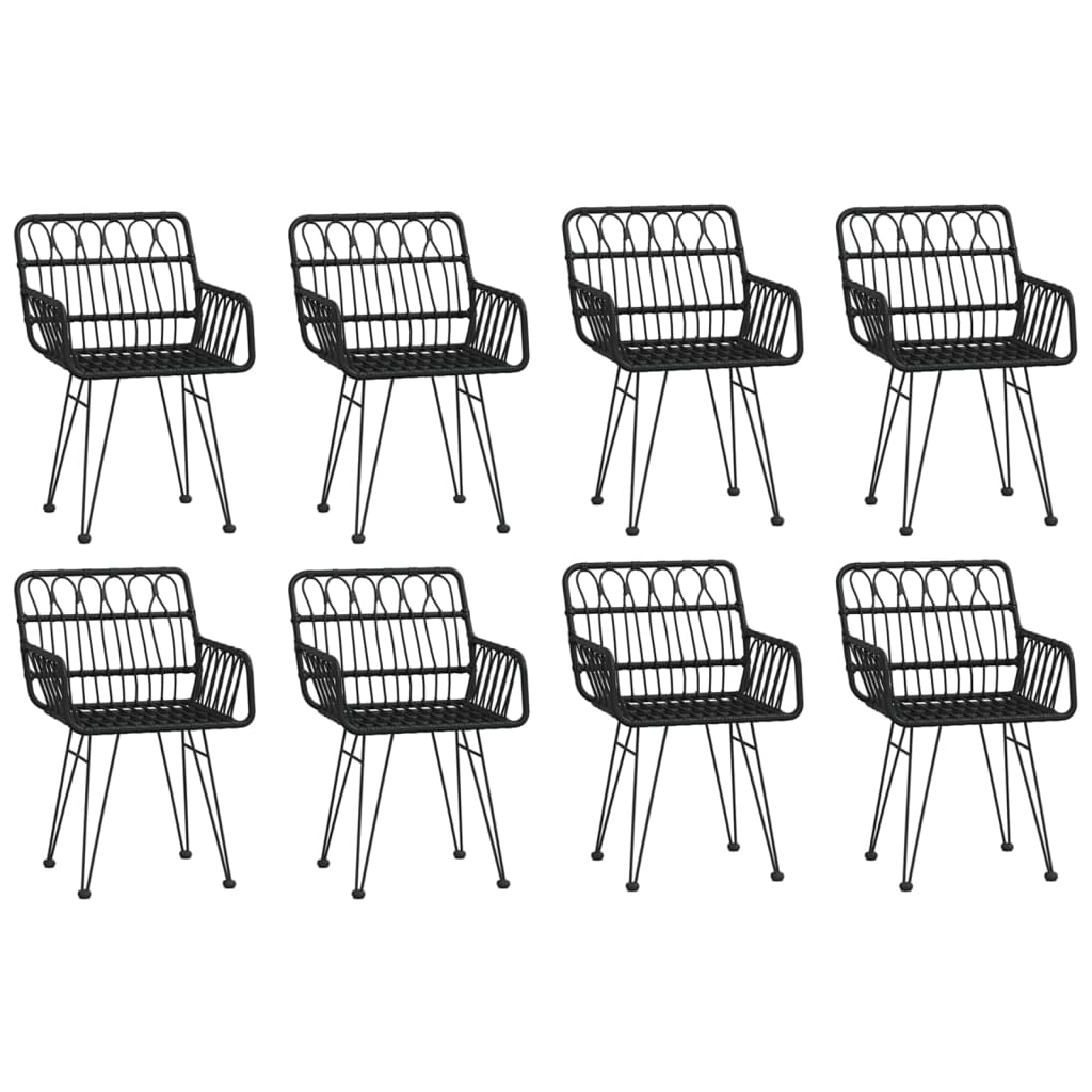 Ensemble à manger de jardin 9 pcs Noir Résine tressée