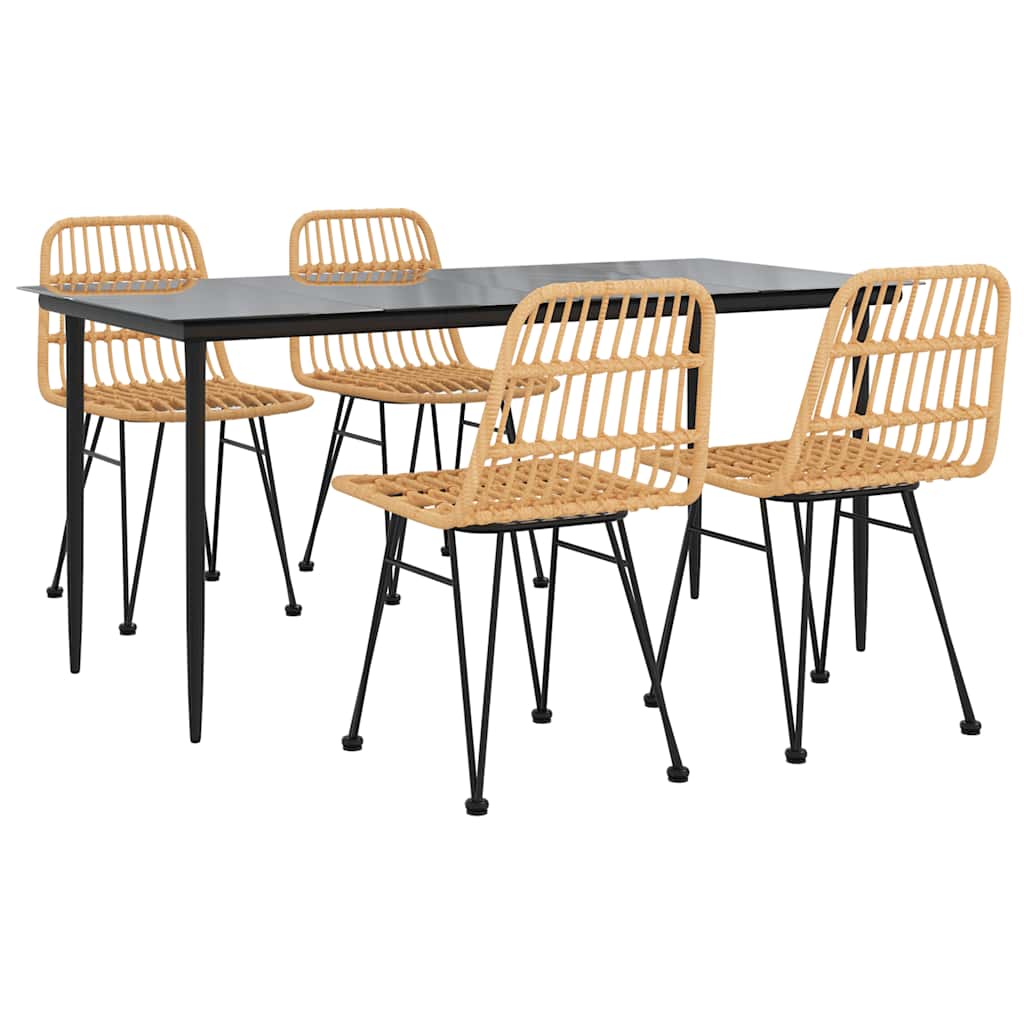 Ensemble à manger de jardin 5pcs Résine tressée