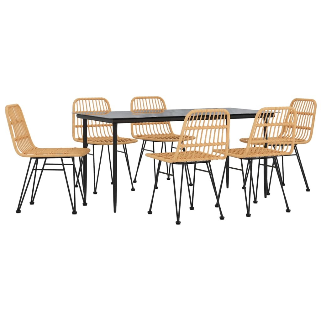 Ensemble à manger de jardin 7 pcs Résine tressée