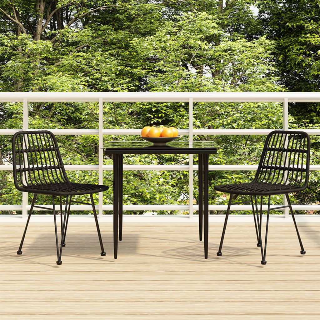 Ensemble à manger de jardin 3 pcs Noir Résine tressée