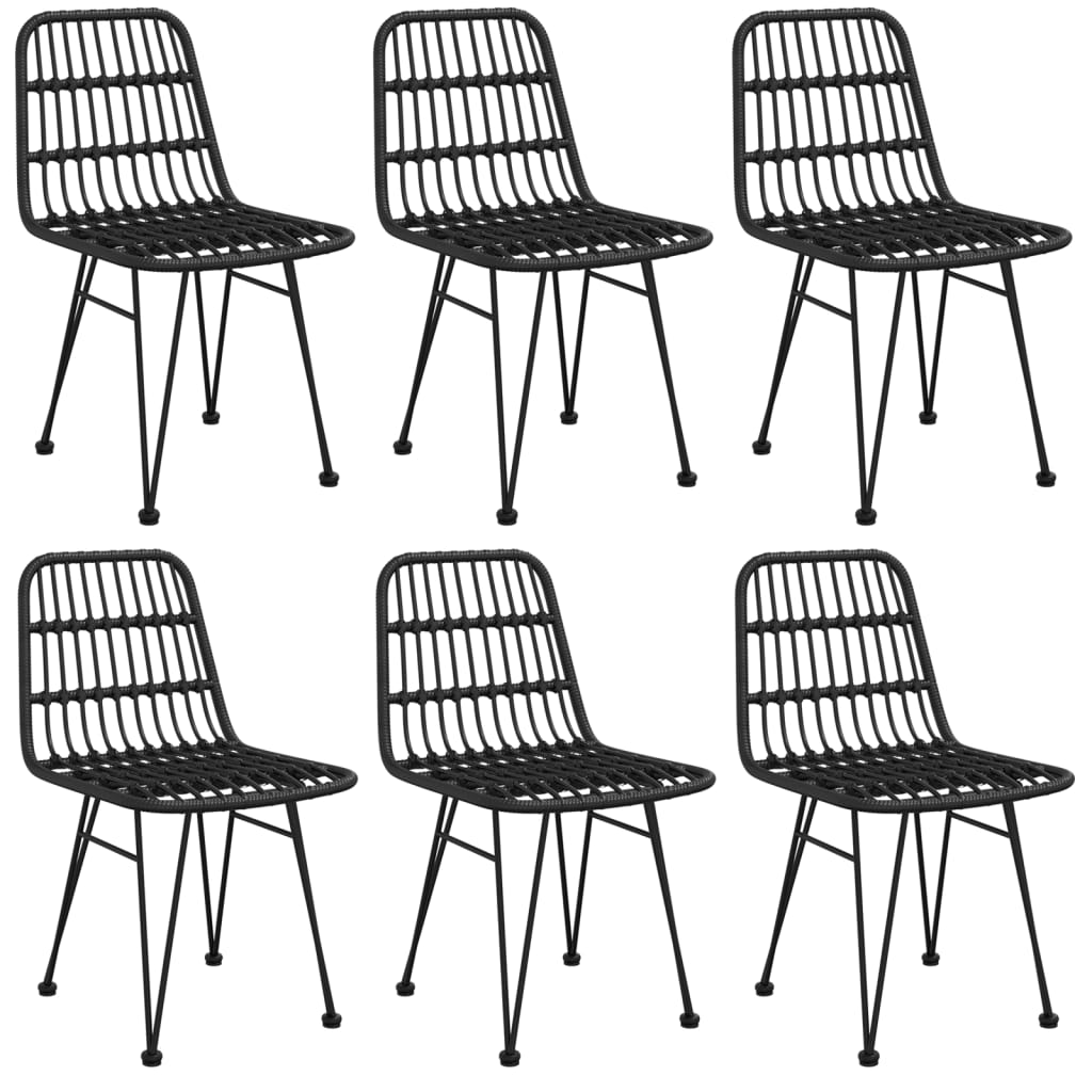 Ensemble à manger de jardin 7 pcs Noir Résine tressée