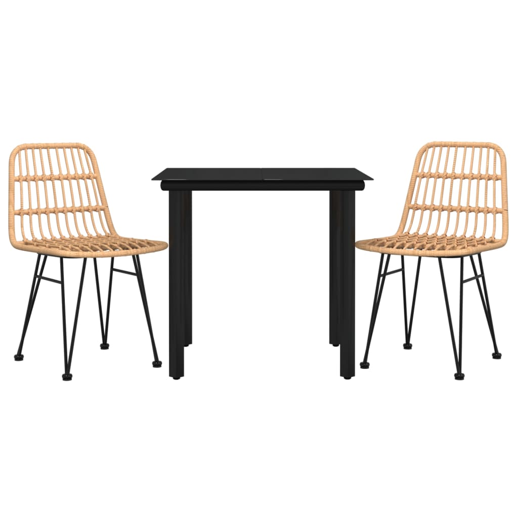 Ensemble à manger de jardin 3 pcs Résine tressée