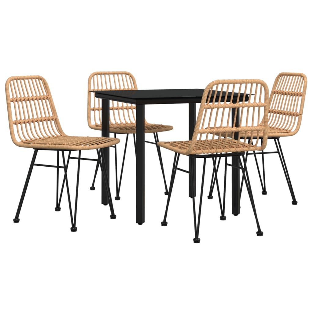 Ensemble à manger de jardin 5pcs Résine tressée