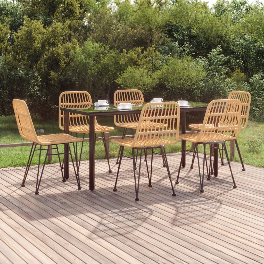 Ensemble à manger de jardin 7 pcs Résine tressée