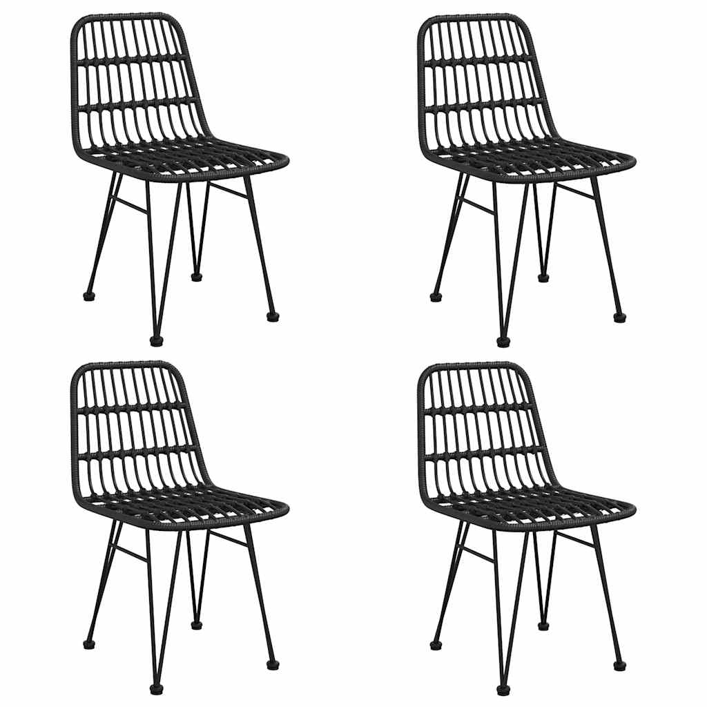 Ensemble à manger de jardin 5 pcs Noir Résine tressée