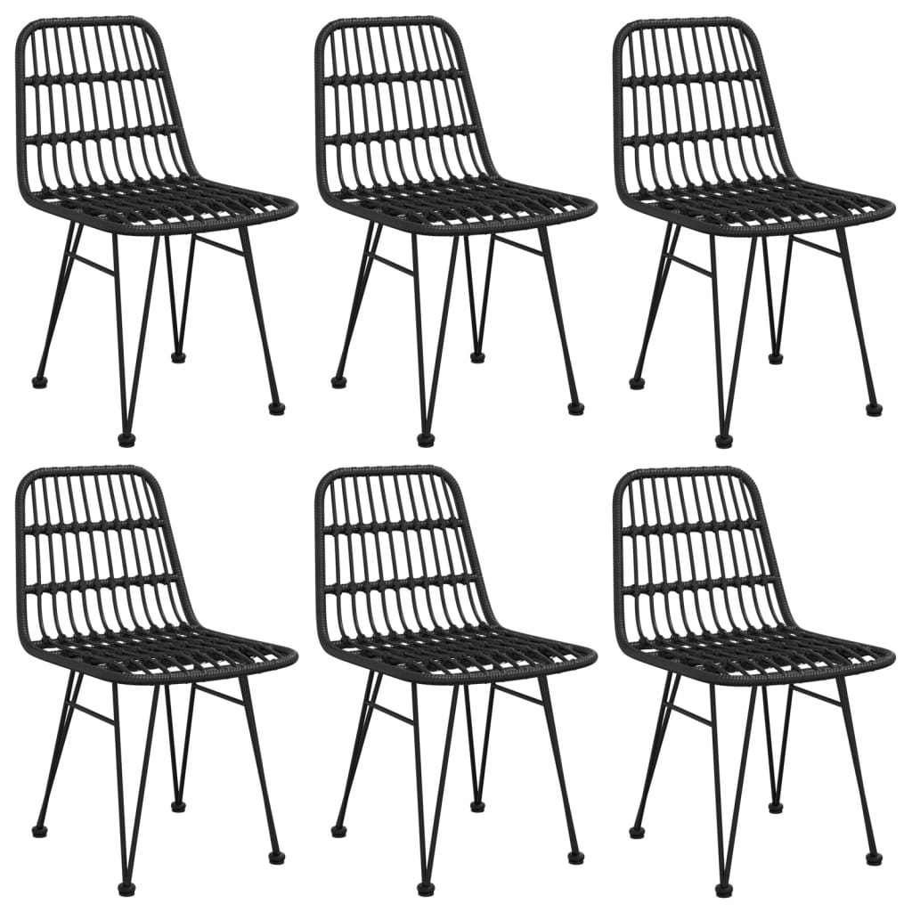 Ensemble à manger de jardin 7 pcs Noir Résine tressée