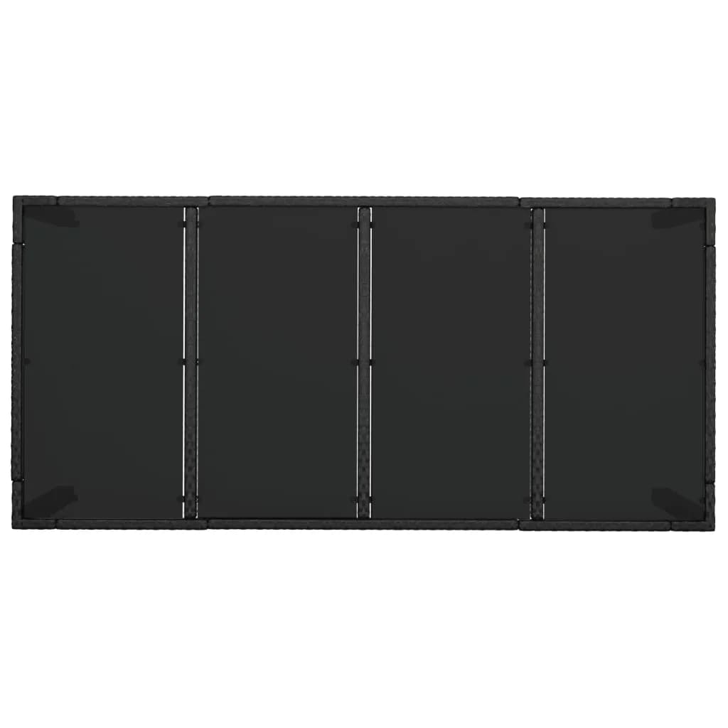 Ensemble à manger jardin 9pcs et coussins noir résine tressée