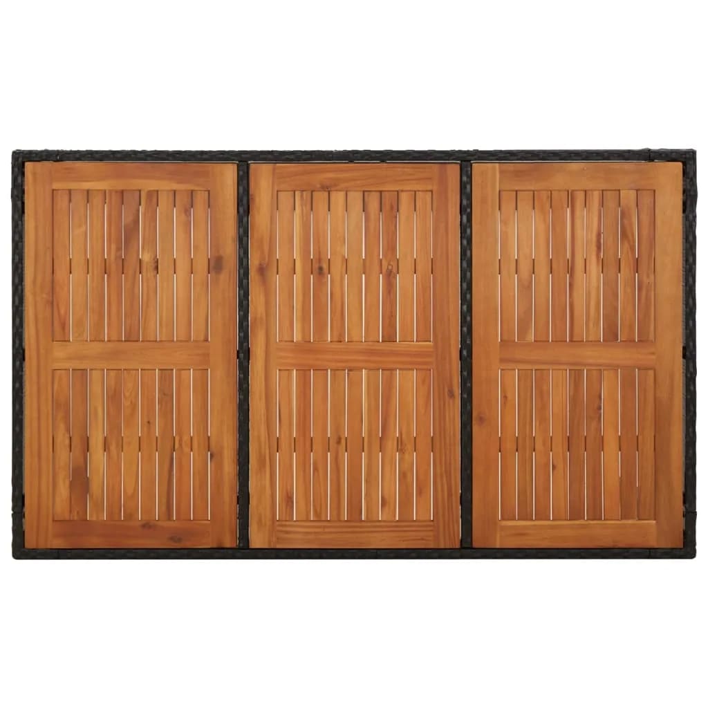 Ensemble à manger de jardin coussins 7pcs Noir Résine tressée