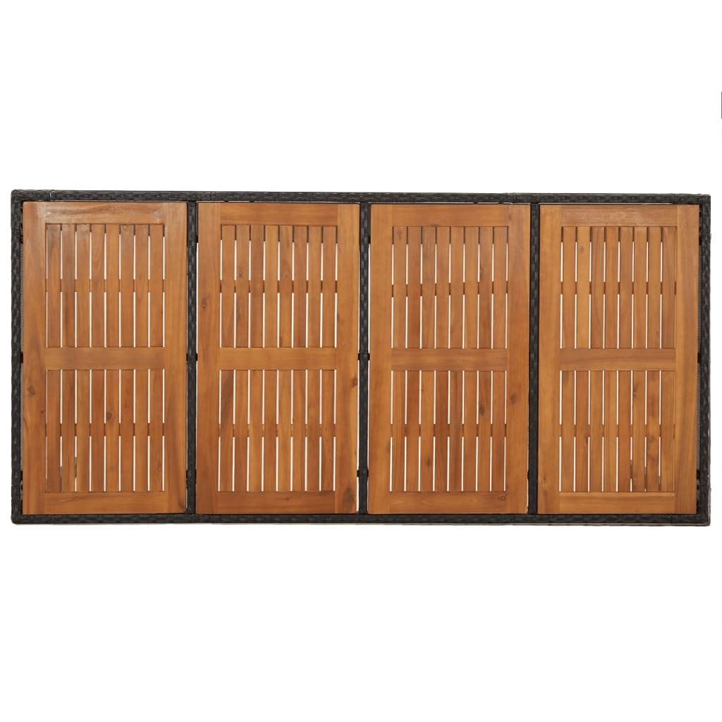 Ensemble à manger jardin 9pcs et coussins noir résine tressée