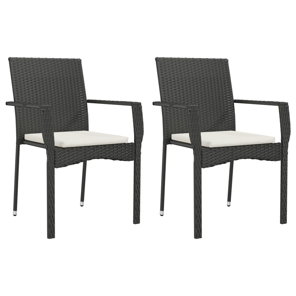 Ensemble à manger de jardin avec coussins 3 pcs Noir
