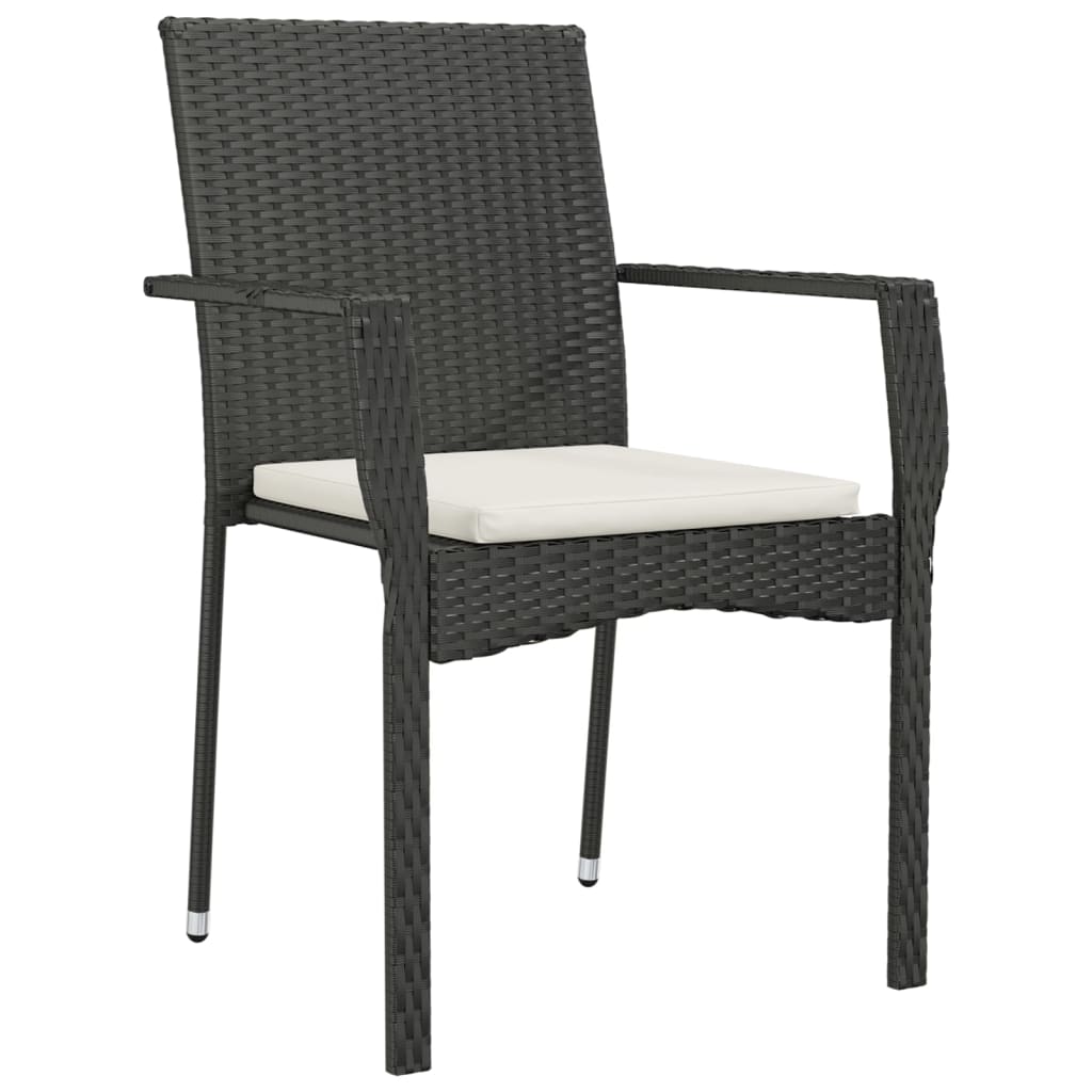 Ensemble à manger de jardin coussins 5pcs Noir Résine tressée