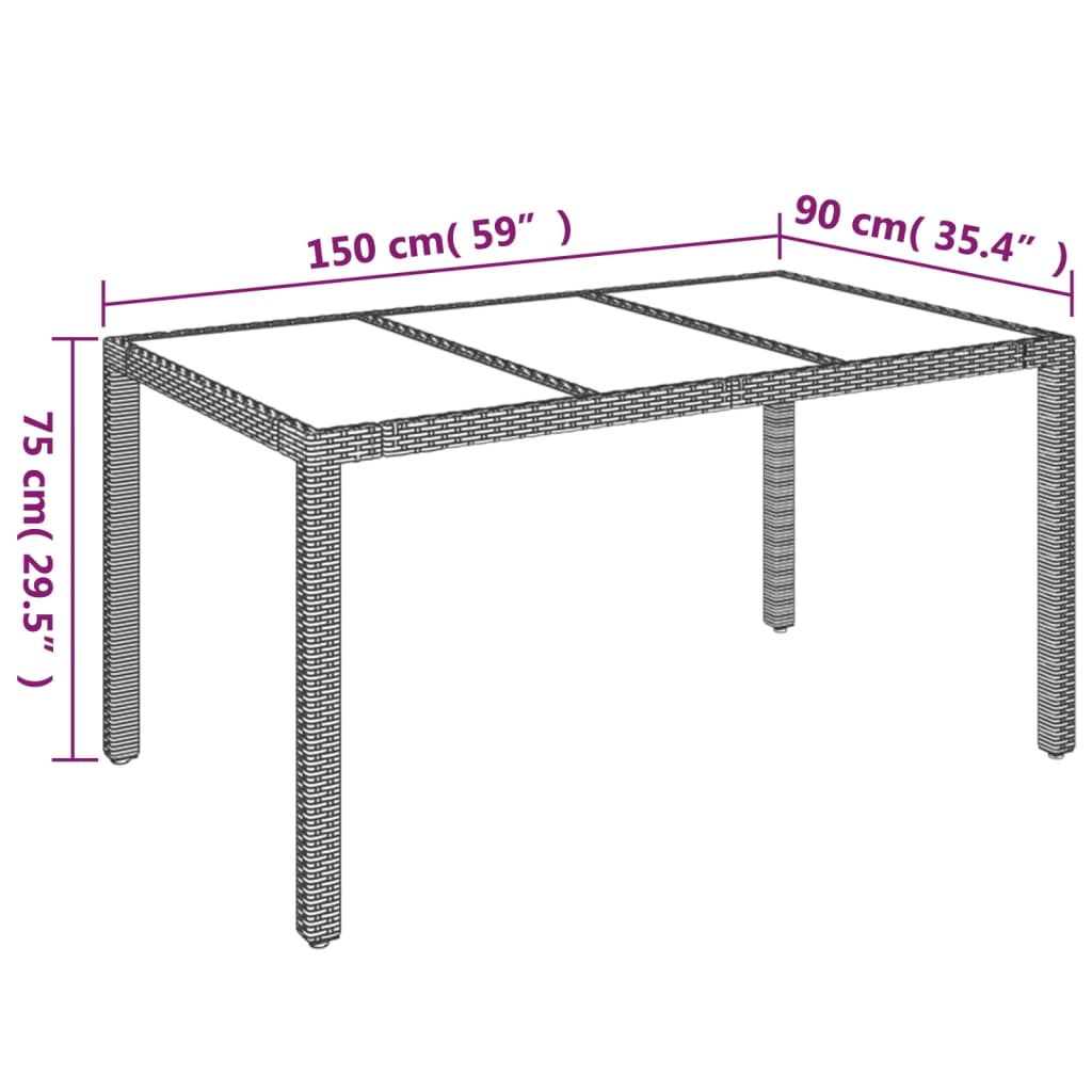 Ensemble à manger jardin et coussins 7 pcs gris rotin