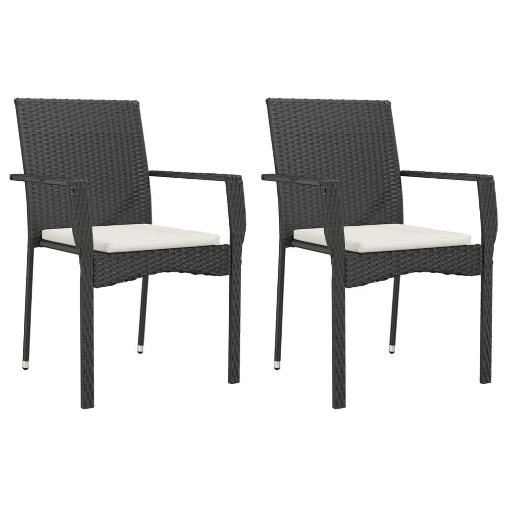 Ensemble à manger de jardin avec coussins 3 pcs Noir