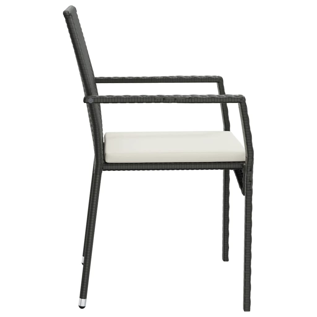 Ensemble à manger de jardin avec coussins 3 pcs Noir