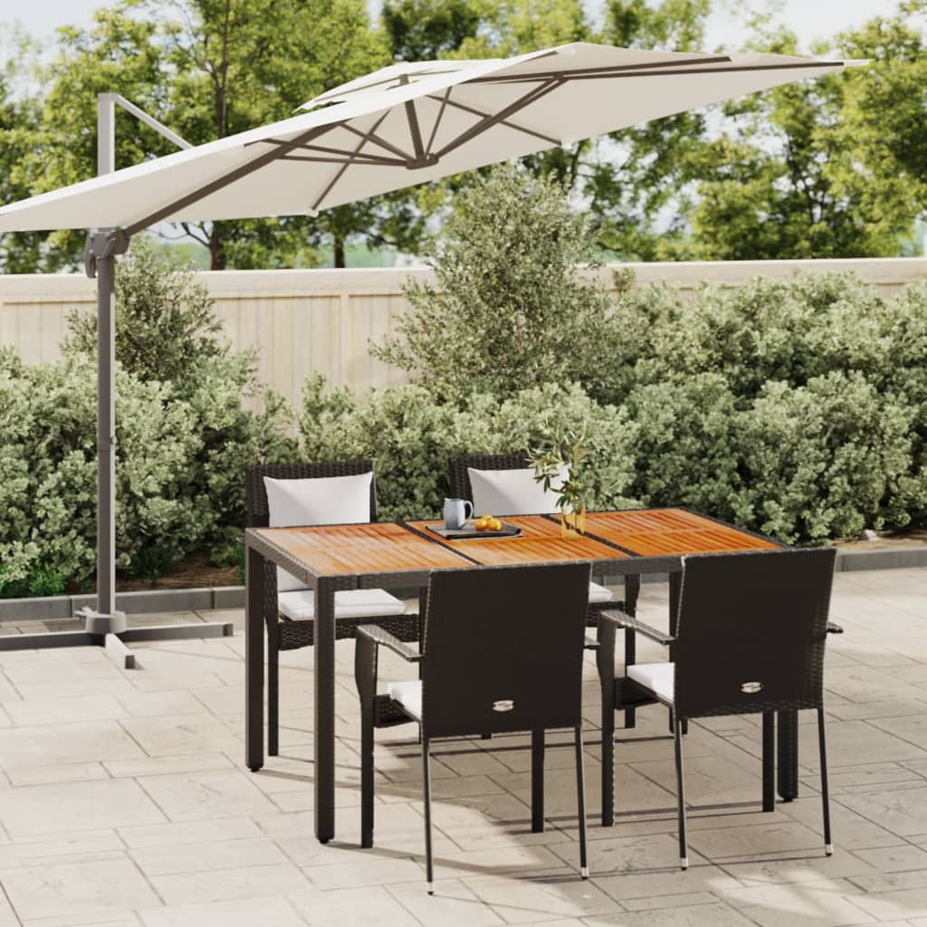 Ensemble à manger de jardin coussins 5pcs Noir Résine tressée