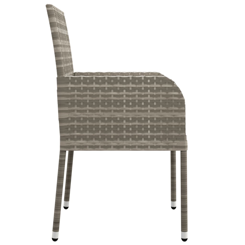 Ensemble à manger jardin et coussins 7 pcs gris rotin