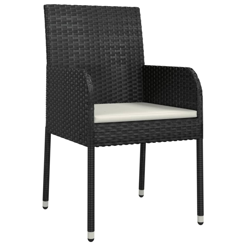 Ensemble à manger jardin 9pcs et coussins noir résine tressée