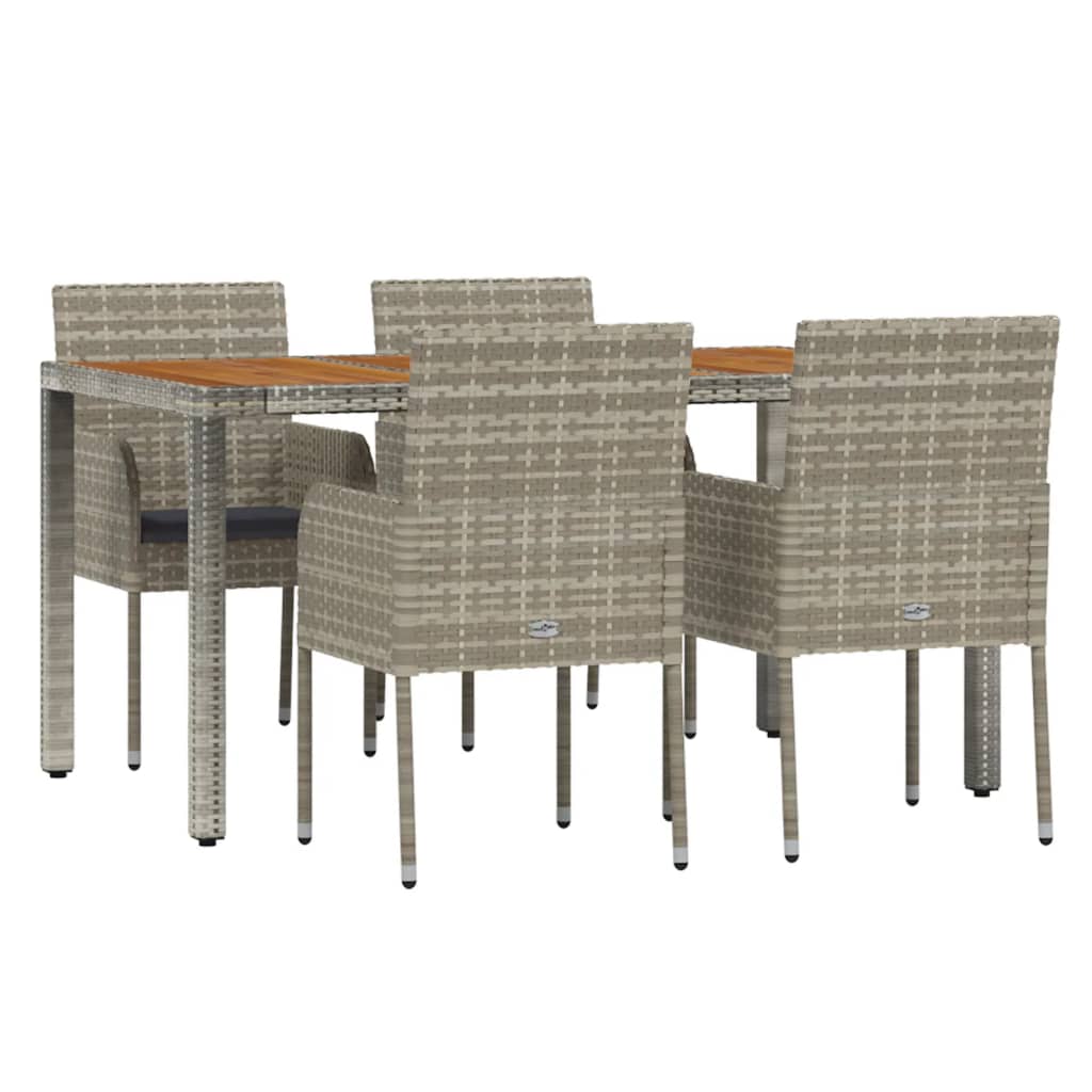 Ensemble à manger de jardin 5 pcs coussins gris résine tressée