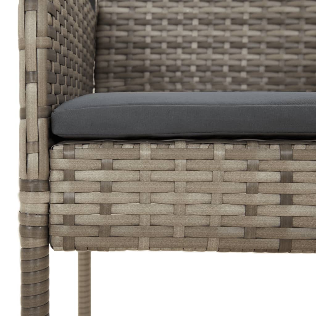 Ensemble à manger jardin et coussins 7 pcs gris rotin